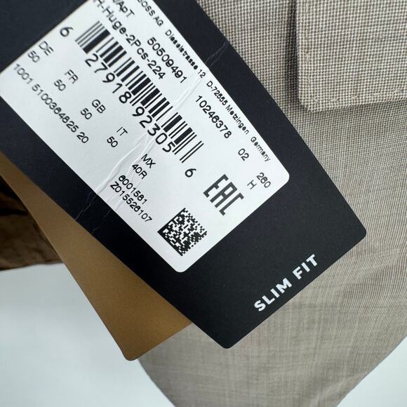 Hugo Boss Men's Micro-Patterned Slim-Fit Suit H-Huge-2pcs-224 Gray Size 40R NWT - Picture 11 of 16
